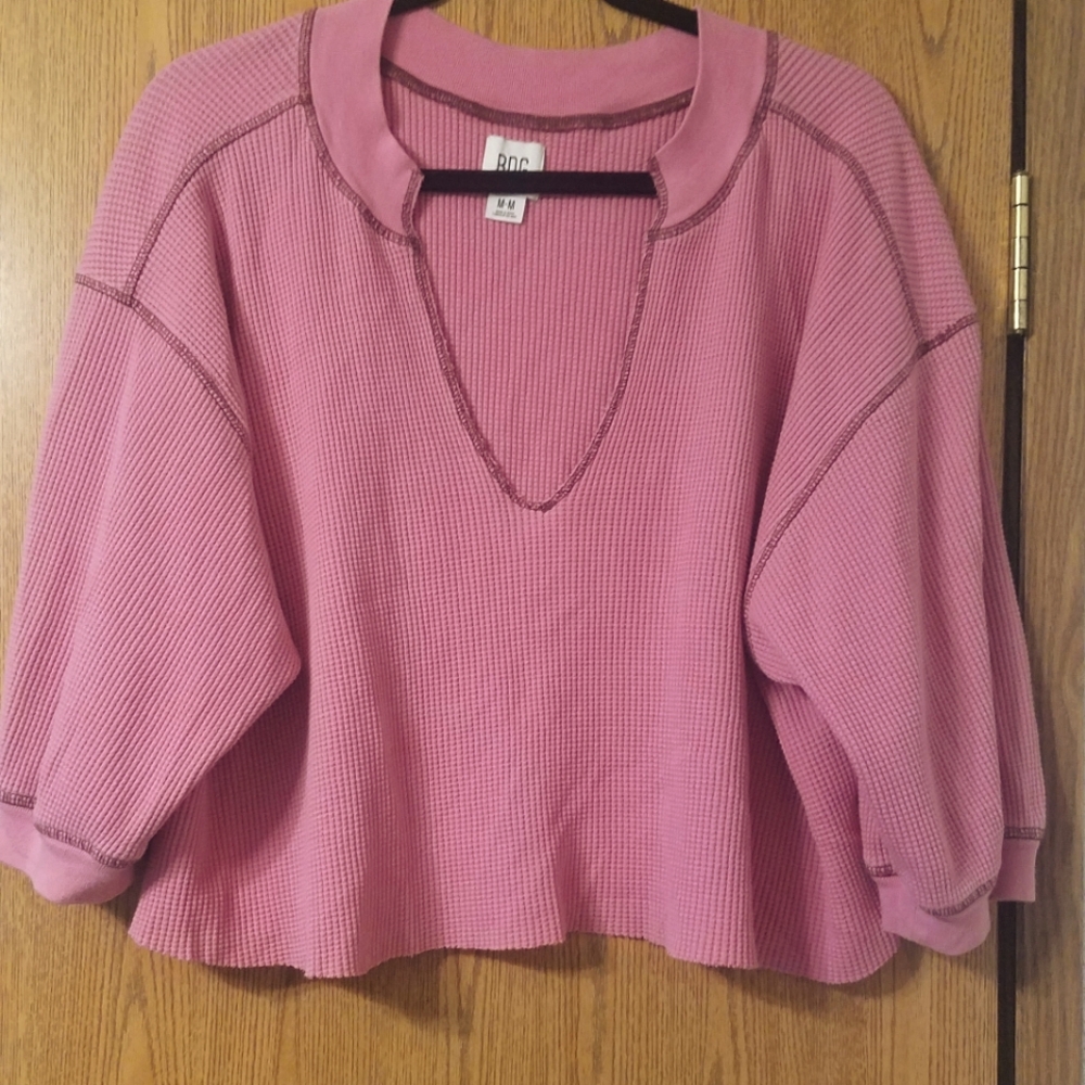 BCG Pink Waffle Knit Pullover Size Medium